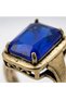 Bronze Women's Ring Authentic Brass Plated Rectangular Navy Blue Cat's Eye Stone Adjustable Vintage - 4