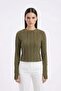 Women's Round Neck Textured Khaki Blouse