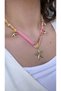 Pink Fabric Detailed Charm Summer Themed Necklace - 2