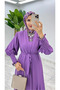 Women's Hijab Purple Abaya Model Medina Silk Fabric Zümra Dress - 3