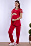 Maternity Pajama Set with Breastfeeding Feature Effortt - Cherry - 7