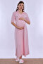 Soft Textured Maternity Nightgown with Hidden Breastfeeding Feature Effortt - Pink