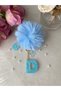 D Harf Vip Turquoise Sim-Glitter Charm&Keychain [with Pompom Option]