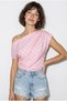 Women's Pink Boat Neck Draped Polka Dot Double Blouse 71779 60286186 - 4