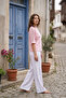 Women's Short Sleeve Blouse with Staple Detail on the Shoulder - 4