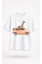 Unisex Oversize T-Shirt with Giraffe Print and Car - 2