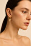 Gold Color Dangle Bow Women's Hoop Earrings - 6