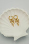 Gold Color Dangle Bow Women's Hoop Earrings