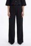 Women's Black Lycra Polyviscon Fabric Snap Detailed Shirt Collar Crop Top and Wide Leg Pants - 5
