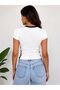 Women's New York Printed V-Neck Short Sleeve Crop Blouse - 2