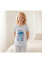 Cotton Round Neck Short Sleeves Pyjama Set with Stitch Print - 2