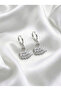 Women's Steel Zircon Stone Swan Earrings White
