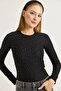 Women's Ottoman Crew Neck Stone-Embellished Blouse Black - 4