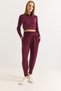 Women's Modal Scuba High Waist Jogger Tracksuit Set Burgundy - 2
