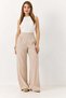 Women's Elastic Waist, Side Zipper, Loose Cut, Seasonal Trousers, Mink - 2