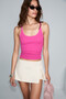 Barry women's regular fit cotton tank top with lace detail, spaghetti straps, and cutout neckline - fuchsia - 2
