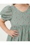 Girls Green Floral Chiffon Dress With Belt - 2