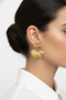Yellow Color Dangle Brass Women's Earrings with Ginkgo Leaf Design - 2