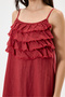 Burgundy Italian 100% Linen Dress with Tassel Collar and Adjustable Straps, Size 38 - 44 - 5