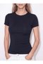 Crew Neck Knitted Slim Fit T-Shirt Black - C530 - 2
