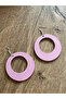 Pink Round Wooden Earrings - 4