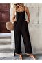 Women's Rope Strap V-Neck Ethnic Stripe Patterned Pocket Detailed Janjan Crepe Jumpsuit - 3