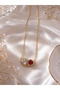 Two Hearts Love Steel Necklace (Gold Color)