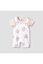 Round Neck Short Sleeves T-shirt and Dungaree Set with Marie Print - 2