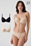 Egyptian Women's 2-Piece Economical Pack Non-Padded Gathering Micro Bra Set D Cup Option Black-Tan