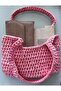 Hand Knitted Pink Color Bag Made from Seamless Combed Cotton Yarn - 4