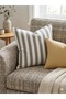 Gray Striped, Hidden Zipper Pillow Cover 2-Pack/Does Not Fade 100% Cotton - 2