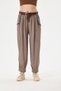Women's Mink Italian Carrot Fit Elastic Waist Belted Casual Tencel Pants Size 38 - 46 - 4