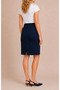 Women's Navy Blue Denim Skirt High Waist Midi Length Denim Skirt with Lycra and Back Slit Premium - 7