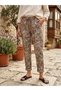 Women's Italian Mink Waist-Tie Flower Patterned Skinny Trousers
