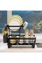 2 Tier Dish Drying Rack,Dish Drainer Rack,Dish Rack with Utensil Holder,Stainless Steel Dish Rack with Swivel Drainage Spout (Black) - 5
