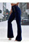 Women's High Waist Button Detailed Spanish Flare Jeans - 4