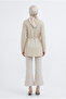 Aller Detailed Waist Drawstring Floral Pattern Embroidered Tunic Stone 26Yt407 - 4