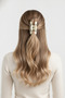 Stylish and Modern Cream Black Color Combination Large Size Hair Clip Claw Clip - 2