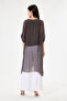 Brown Italian Special Design Front Slit Bat Sleeve Lined Silk Tunic Blouse 38 - 44 Size - 4