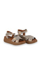 Khaki Glitter Leather Women's Wedge Heeled Sandals - 2