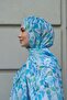 Botanical Pattern Cotton Shawl-Blue - 3