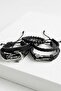 5-Piece Design Genuine Leather Bracelet with Anchor and Axe Figures, Black Real Leather Bracelet - 3