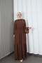 Half Pat Buttoned Waist Tie-Up Ayrobin Dress Brown Hnt85451 - 4