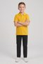 Boy's Bright Yellow Short Sleeve Polo Collar T-Shirt Black Ribbed Waist Canvas School Pants Bottom Top School Outfit - 2
