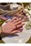 Gold Pink Zircon Stone Vintage Adjustable Non-Tarnish Ring - 3