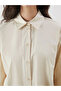 Ecru Oversize Poplin Women's Shirt Tunic - 3