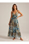 Women's Ethnic Patterned Summer Double-Breasted Strap Long Gypsy Dress 10C-2396 - 4