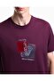 Men's Breathable Cotton Jersey Fabric Patterned Short Sleeve Purple T-Shirt - 3
