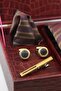 Burgundy Men's Gift Box - Tie with Handkerchief, Cufflinks, Tie Clip Kmk252 - 2