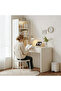(is76)All-in-One Computer Desk with Side Bookshelf 2 Drawers Thick Eco Board Writing Table Cable Hole Anti-Collision Corner Student Study Desk for Bedroom Home Decor - 6